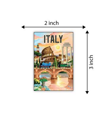 Wooden Fridge Magnet Indian Souvenir Gift Items  Gift for Travels  Decorative Magnet for Kitchen, Refrigerator Door, Home Decor (Italy)